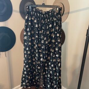 Blu Pepper Black Floral Maxi Skirt